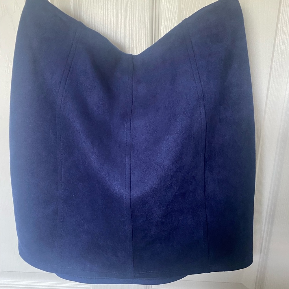 Blue suede mini skirt